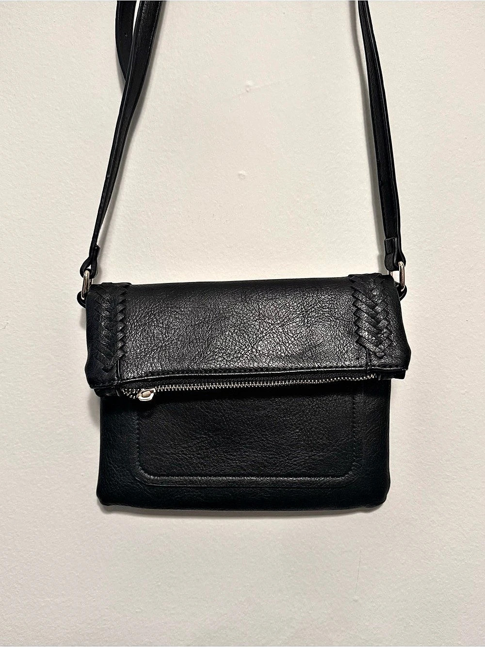 Faux Leather Black Crossbody Purse